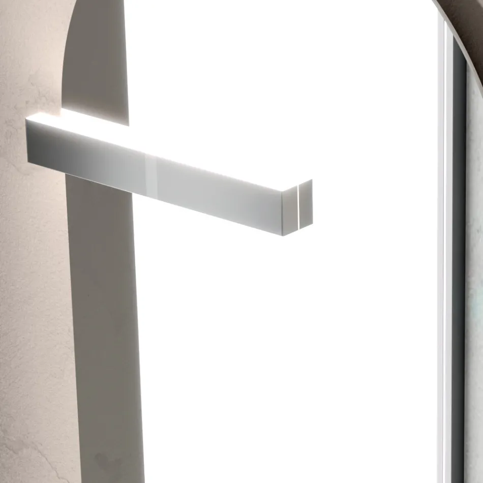 Badeværelseskomposition med skuffe, vask, spejl, vægskab og hylde - Elios Viadurini