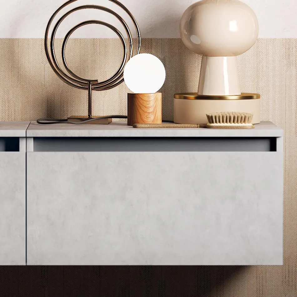 Badeværelsessammensætning med håndvask, ophængt bund og spejl Made in Italy - Dream Viadurini