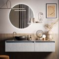Badeværelsessammensætning med håndvask, ophængt bund og spejl Made in Italy - Dream