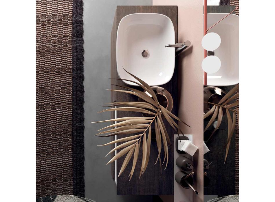 Badeværelsessammensætning med keramisk håndvask og spejl Made in Italy - Dream Viadurini