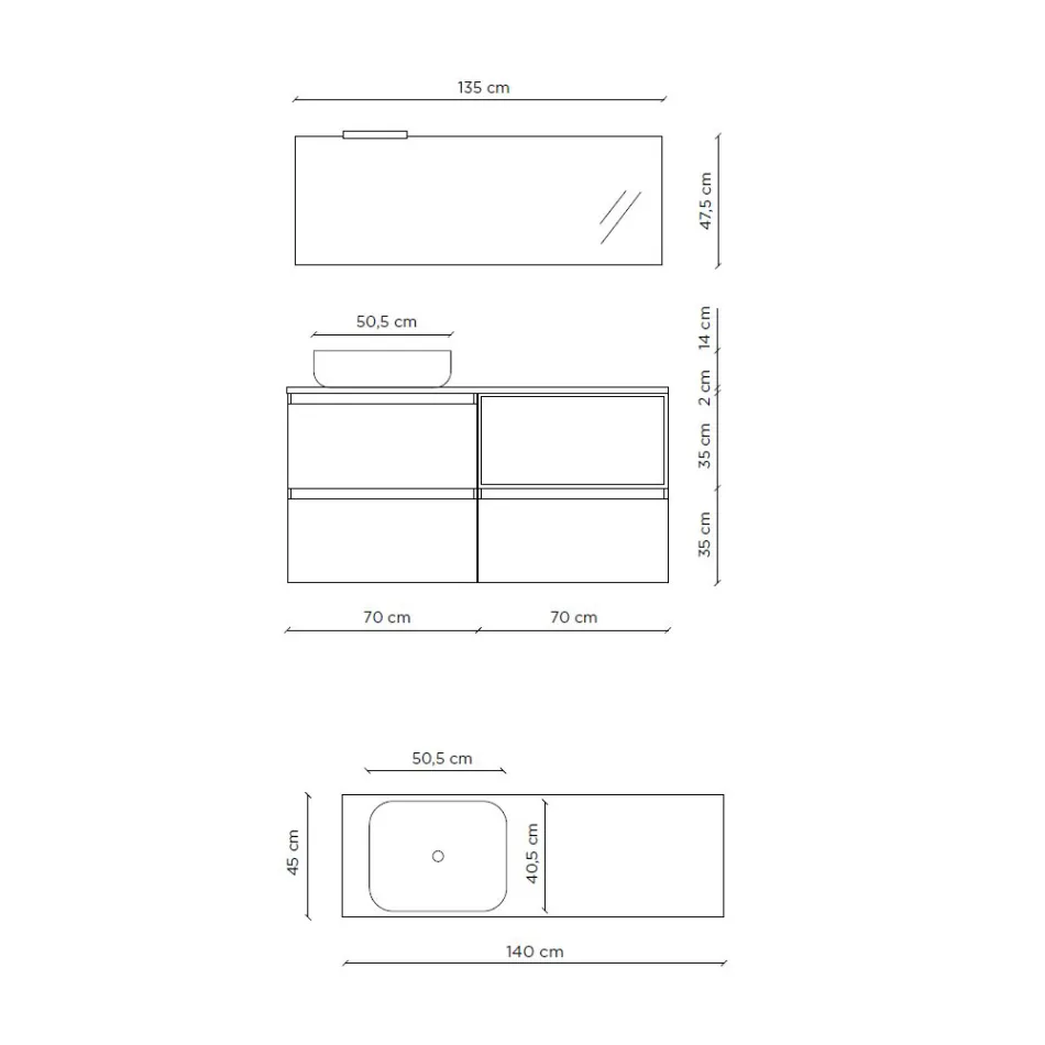 Badeværelsessammensætning med keramisk håndvask og spejl Made in Italy - Dream Viadurini