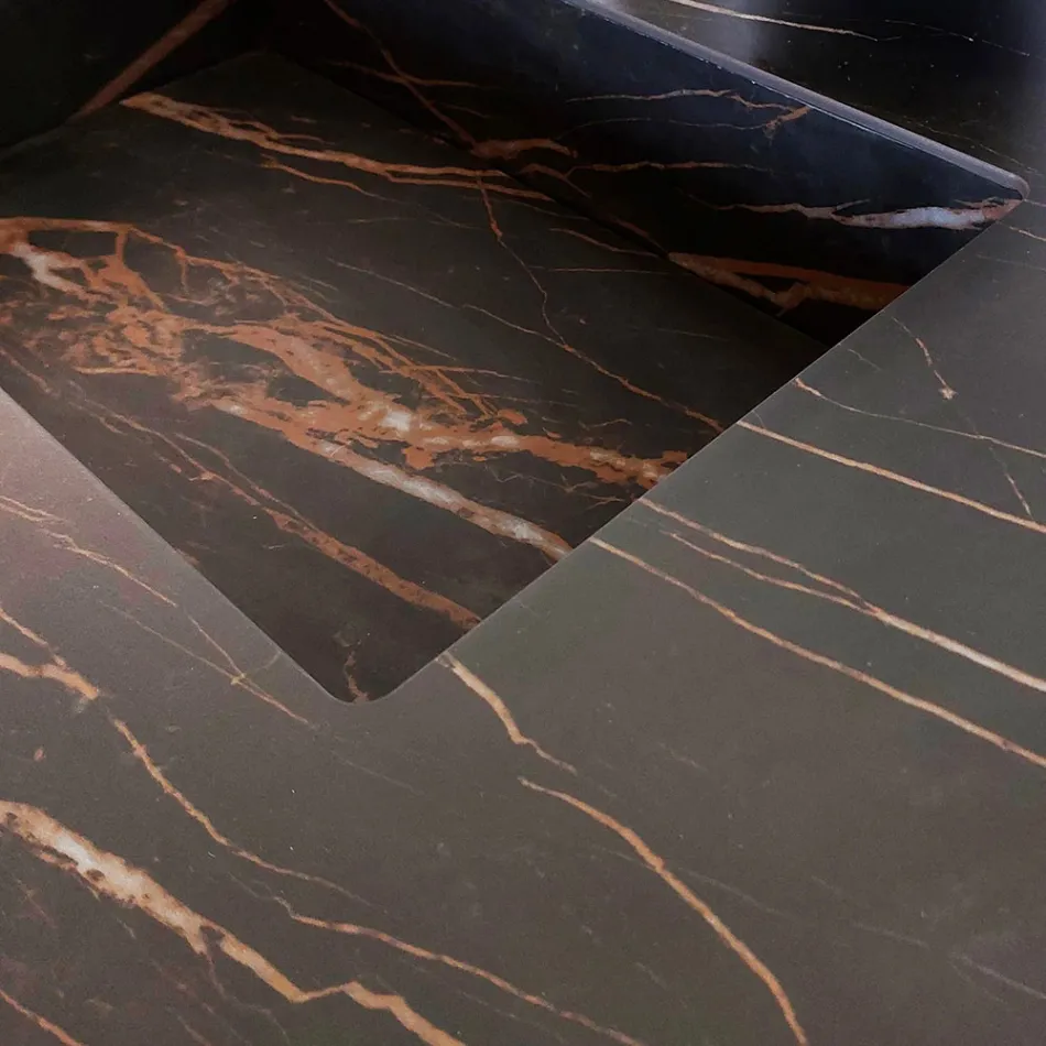 Badeværelseskomposition med Noir Desir Gres-vask - Orione Viadurini