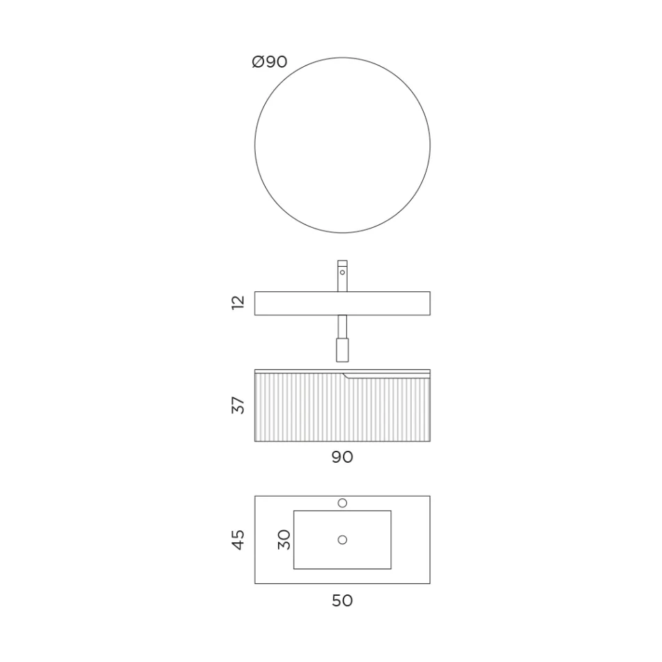 Badeværelsessammensætning med Calacatta HPL top Made in Italy - Talassa Viadurini