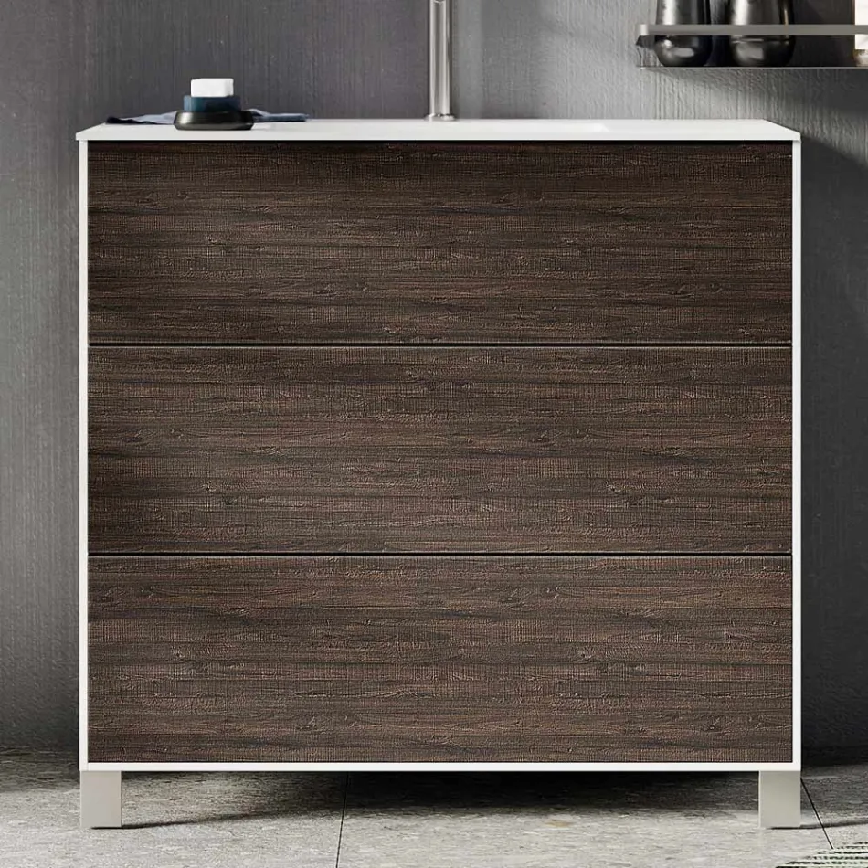 Badeværelseskomposition med spejl, base og harpiksvask fremstillet i Italien - Kilos Viadurini