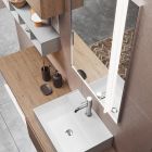 Badeværelsessammensætning med spejl med integreret lampe, håndvask og sokkel - Dream Viadurini