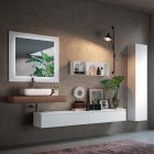 Badeværelsessammensætning med spejl og keramisk håndvask Lavet i Italien - Palom Viadurini