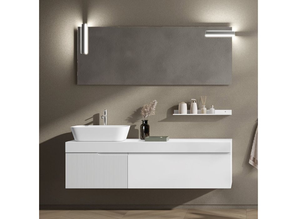Badeværelsessammensætning med spejl og hylde Lavet i Italien - Erebo Viadurini