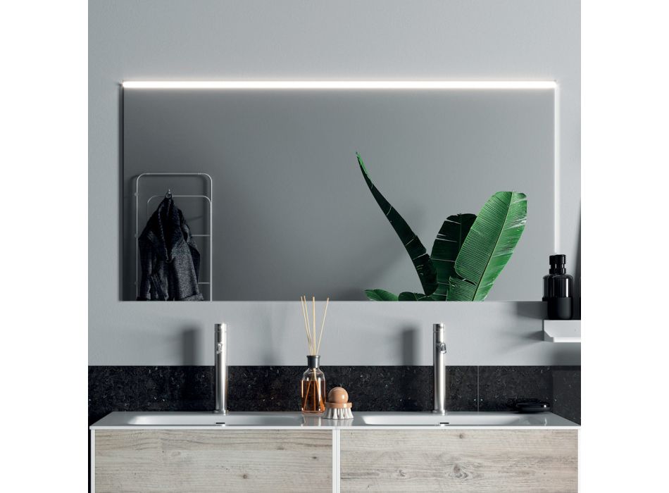 Badeværelsessammensætning med spejl, dobbelt håndvask og bund Made in Italy - Kilos Viadurini