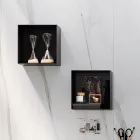 Badeværelsessammensætning med spejl, harpikshåndvask og bund lavet i Italien - Palom Viadurini