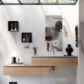 Badeværelsessammensætning med spejl, harpikshåndvask og bund lavet i Italien - Palom