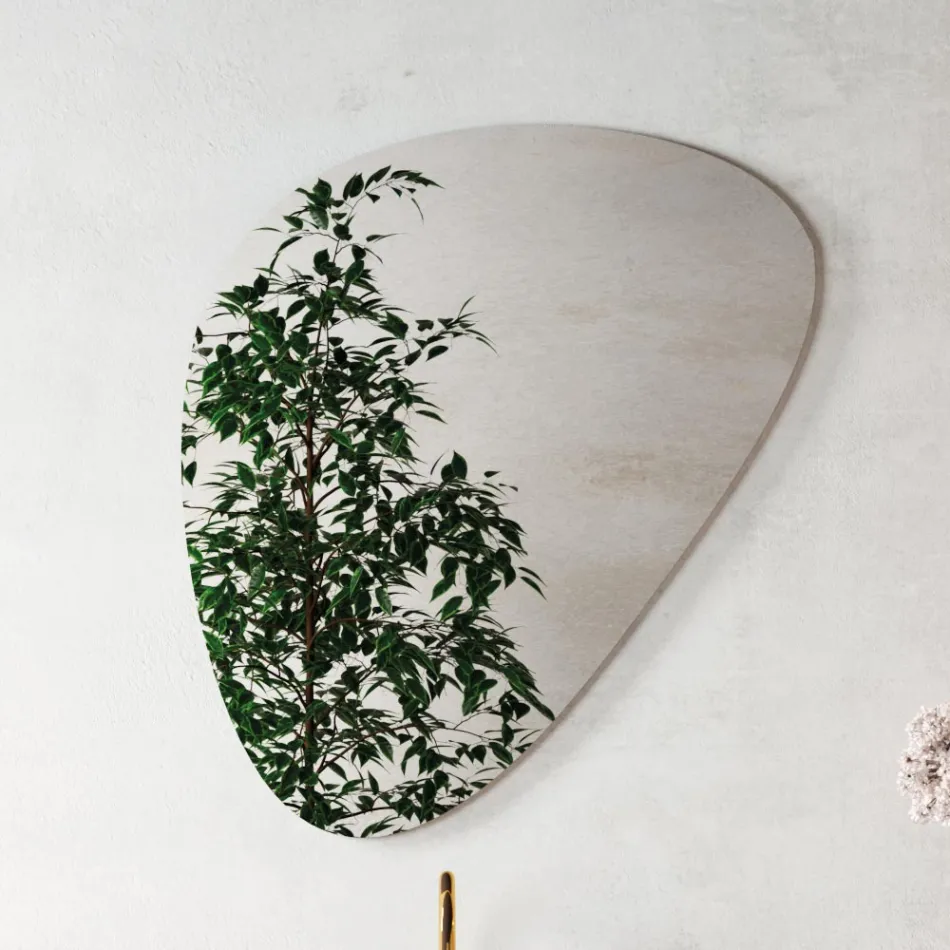 Badeværelsessammensætning med moderne spejl og konsolhåndvask Made in Italy - Palom Viadurini