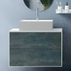 Badeværelsessammensætning med ovalt spejl, bund og håndvask Made in Italy - Kilos Viadurini