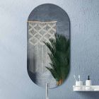 Badeværelsessammensætning med ovalt spejl, bund og håndvask Made in Italy - Kilos Viadurini