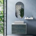 Badeværelsessammensætning med ovalt spejl, bund og håndvask Made in Italy - Kilos