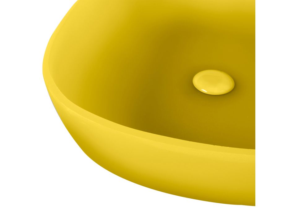 Design Badeværelsessammensætning Gul farve med tilbehør og spejl - Patryk Viadurini