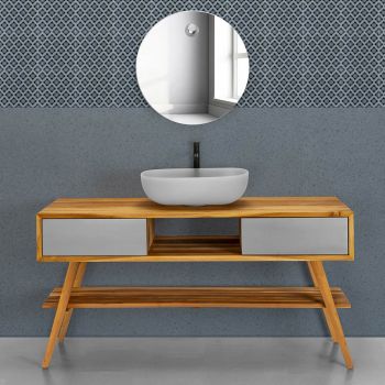 Grå design badeværelsessammensætning komplet med emaljeret tilbehør - Georges