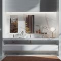 Dobbelt badeværelse med rektangulært spejl og håndvask lavet i Italien - Palom