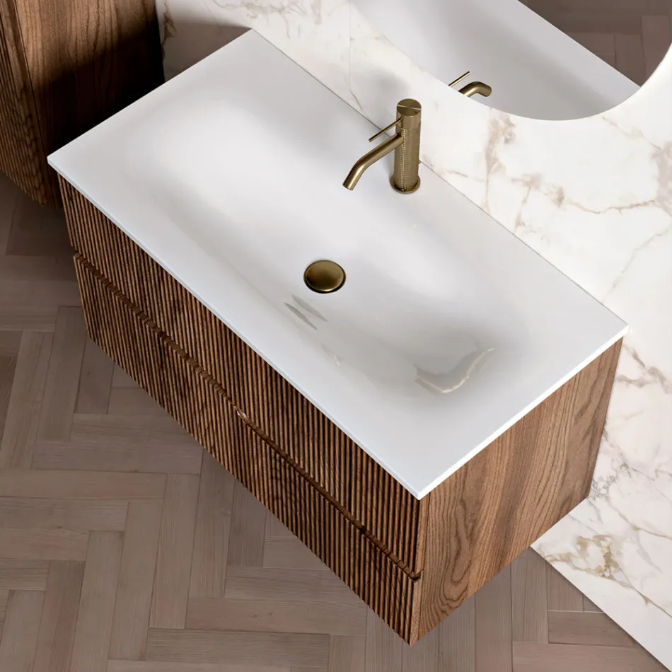 Badeværelsessammensætning i Rio Cannettato Eg Fremstillet i Italien - Afrodite Viadurini