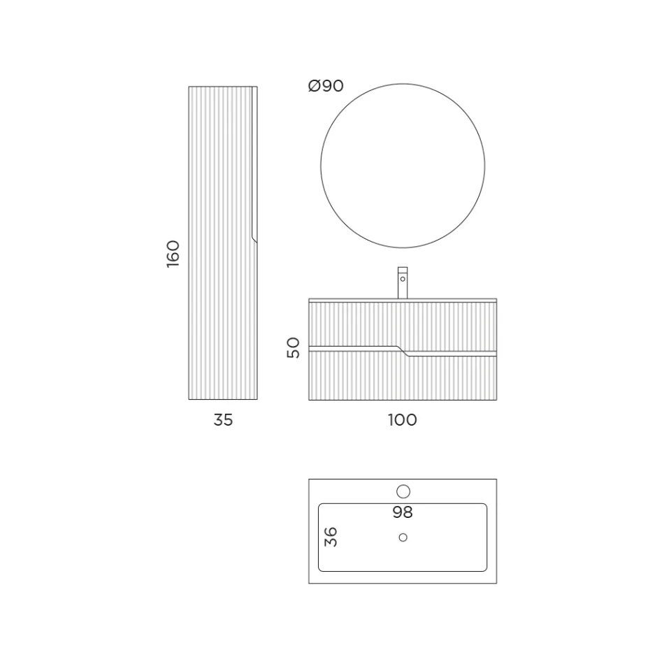 Badeværelsessammensætning i Rio Cannettato Eg Fremstillet i Italien - Afrodite Viadurini