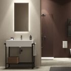 Badeværelsessammensætning Keramisk håndvask og stålbund lavet i Italien - Quadro Viadurini