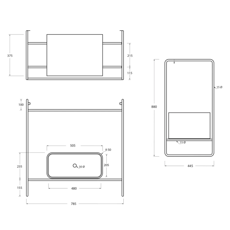 Badeværelsessammensætning Håndvask i keramik og spejl lavet i Italien - Chantal Viadurini
