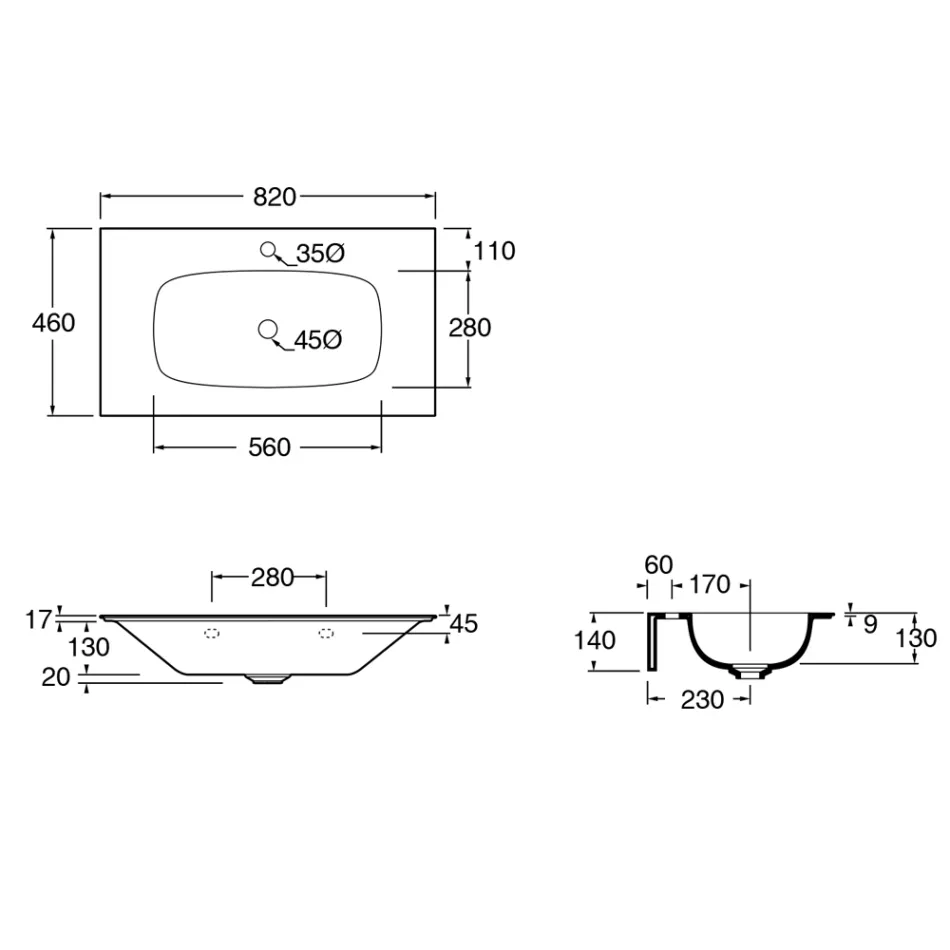 Badeværelsessammensætning Håndvask i keramik og spejl lavet i Italien - Chantal Viadurini