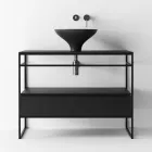 Badeværelsessammensætning Håndvask i keramik og spejl lavet i Italien - Hoscar Viadurini