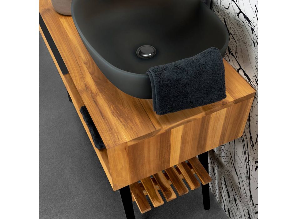 Moderne sort badeværelsessammensætning på jorden inklusive tilbehør - Georges Viadurini