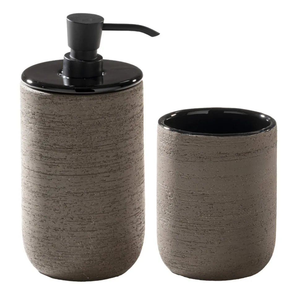 Moderne sort badeværelsessammensætning på jorden inklusive tilbehør - Georges Viadurini