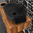 Sort badeværelsessammensætning med teakskab og kvalitetstilbehør - Sylviane Viadurini