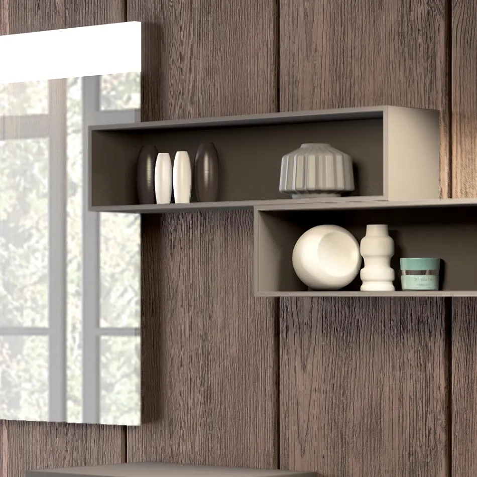 Ophængt badeværelseskomposition i røggrå fenix lavet i Italien, Napoli Viadurini