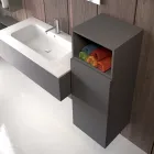 Ophængt badeværelseskomposition i røggrå fenix lavet i Italien, Napoli Viadurini