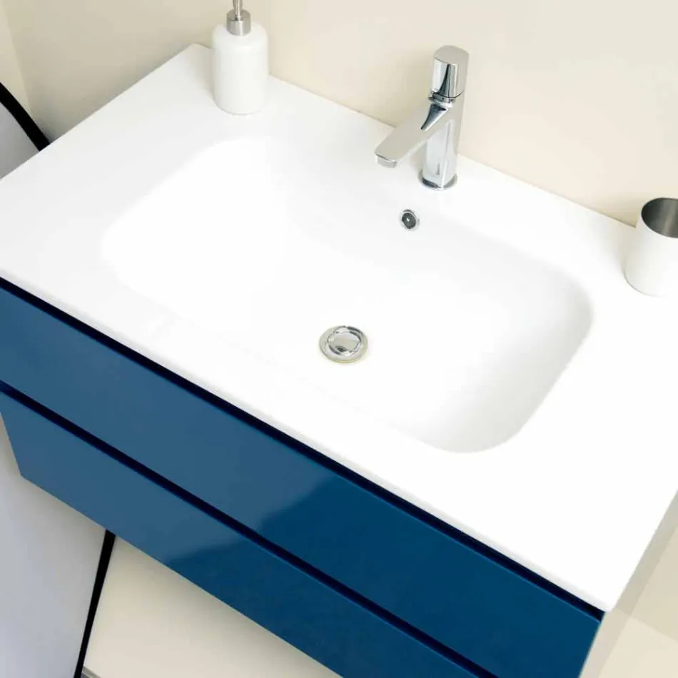 Komposition Suspenderet badeværelse i Mdf lakeret fremstillet i Italien - Becky Viadurini