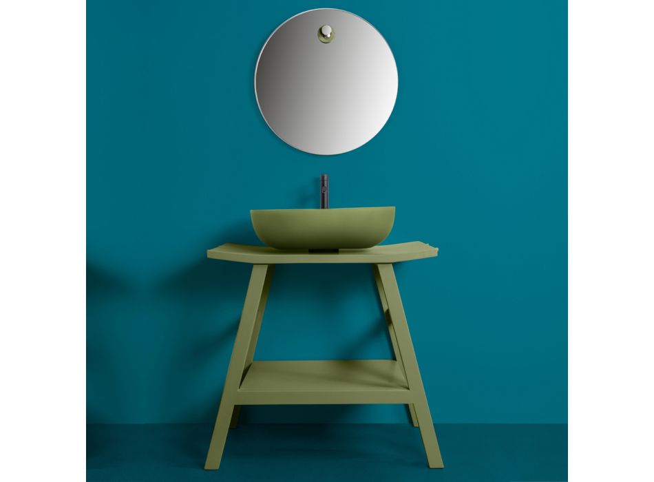 Grøn badeværelsessammensætning med anti-ridseskab og tilbehør - Patryk Viadurini