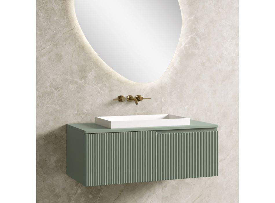 Sage Green Badeværelsessammensætning med harpikshåndvask Lavet i Italien - Artemide Viadurini