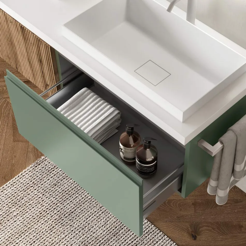 Salvie grøn og Cannettato eg badeværelsessammensætning lavet i Italien - Uranus Viadurini