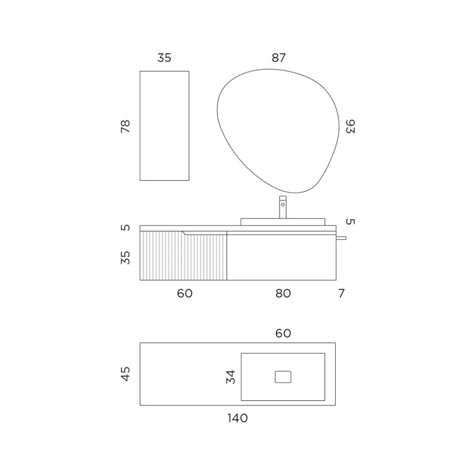 Salvie grøn og Cannettato eg badeværelsessammensætning lavet i Italien - Uranus Viadurini