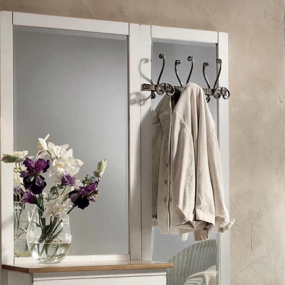 Indgangskomposition i tofarvet hvid voks og top af naturtræ - Fatuo Viadurini