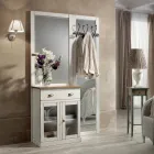 Indgangskomposition i tofarvet hvid voks og top af naturtræ - Fatuo Viadurini