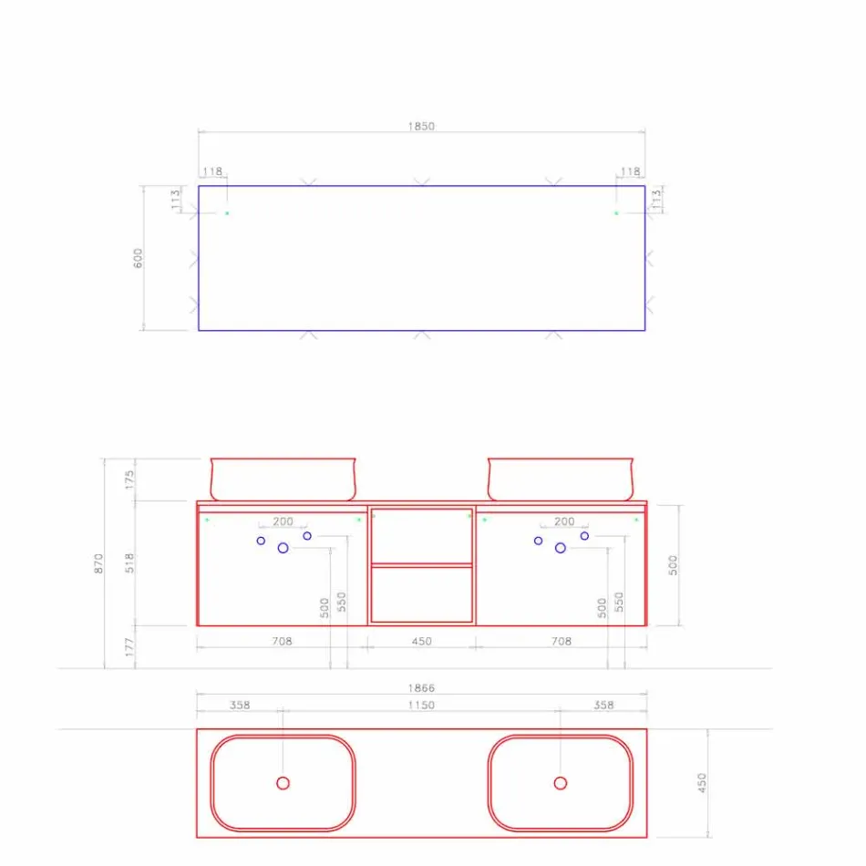 Moderne design Suspension Badeværelse sammensætning lavet i Italien - Callisi14 Viadurini