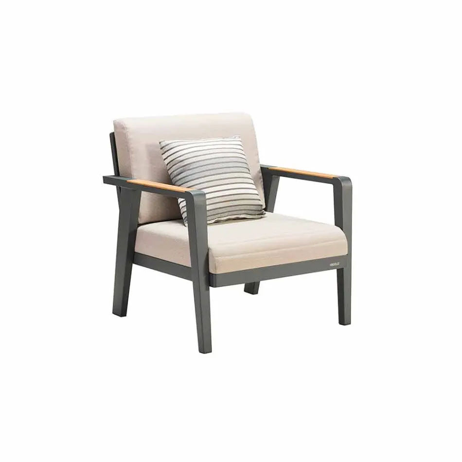 Udendørs komposition 3-personers sofa, 2 lænestole og sofabord - Moira Viadurini