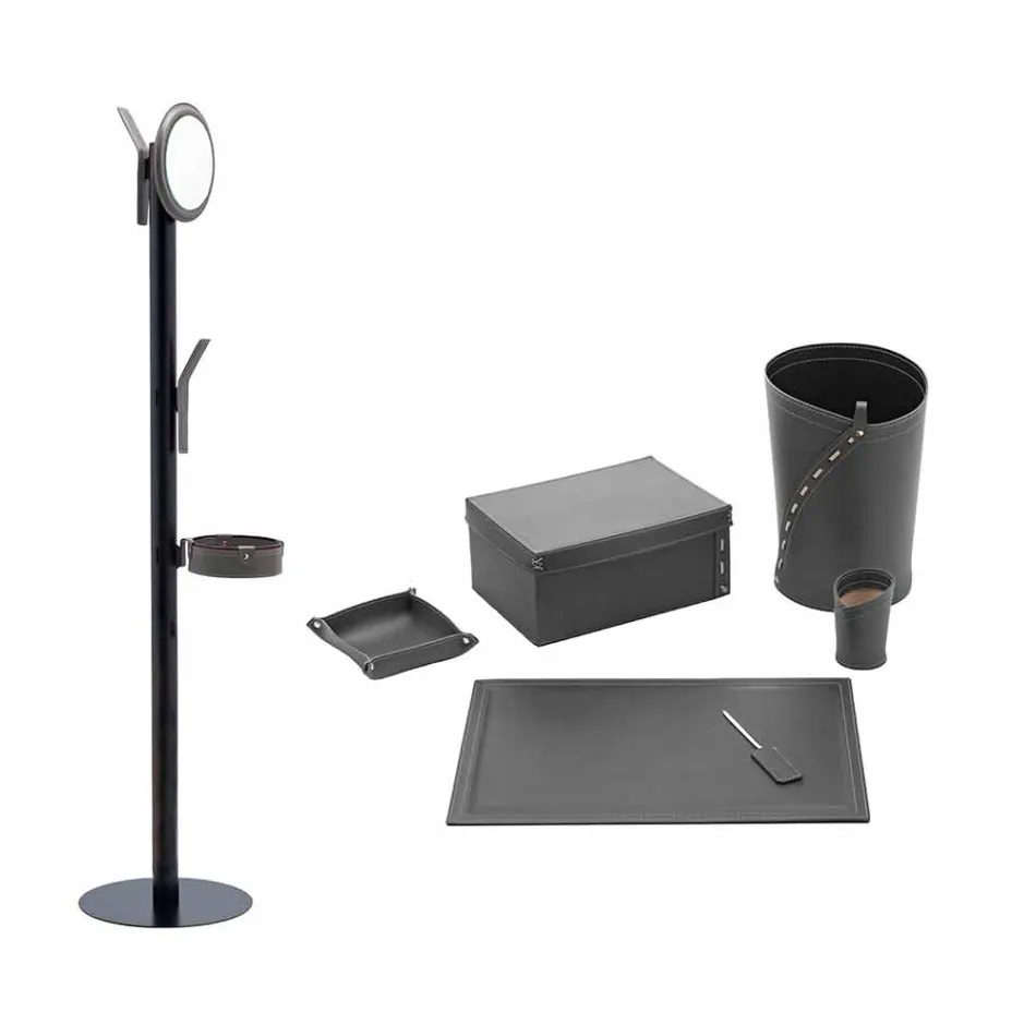 Kontorkomposition i moderne design i læder fremstillet i Italien - Andrea Viadurini