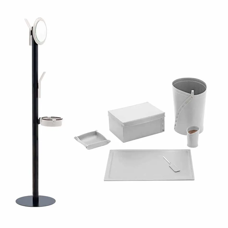 Kontorkomposition i moderne design i læder fremstillet i Italien - Andrea Viadurini