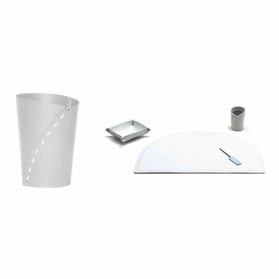 Moderne regenereret læderkontorsammensætning fremstillet i Italien - Meduna Viadurini