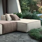 Sammensætning af 1 puf med ryglæn, 1 puf og 1 halvø - bizart Viadurini