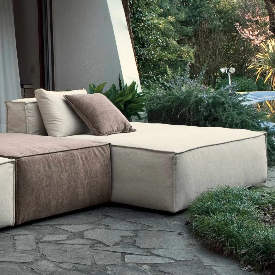 Sammensætning af 1 puf med ryglæn, 1 puf og 1 halvø - bizart Viadurini