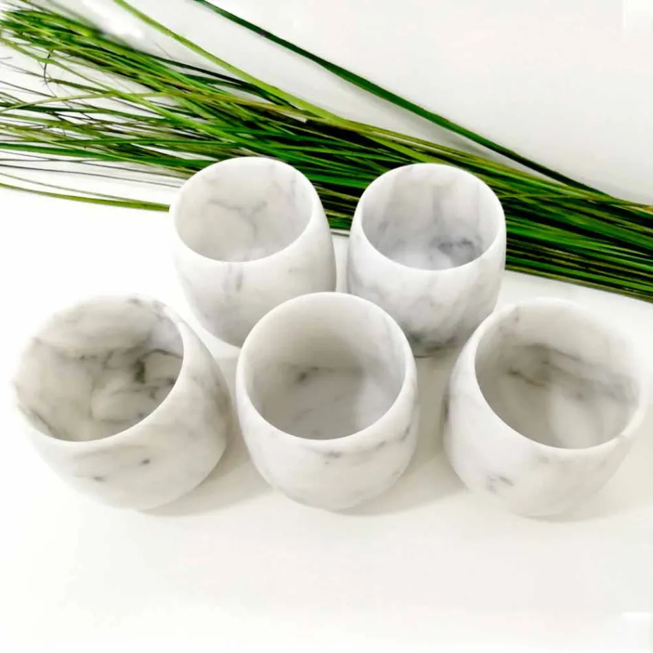 Sammensætning af 2 briller i hvid Carrara marmor fremstillet i Italien - Dolla Viadurini