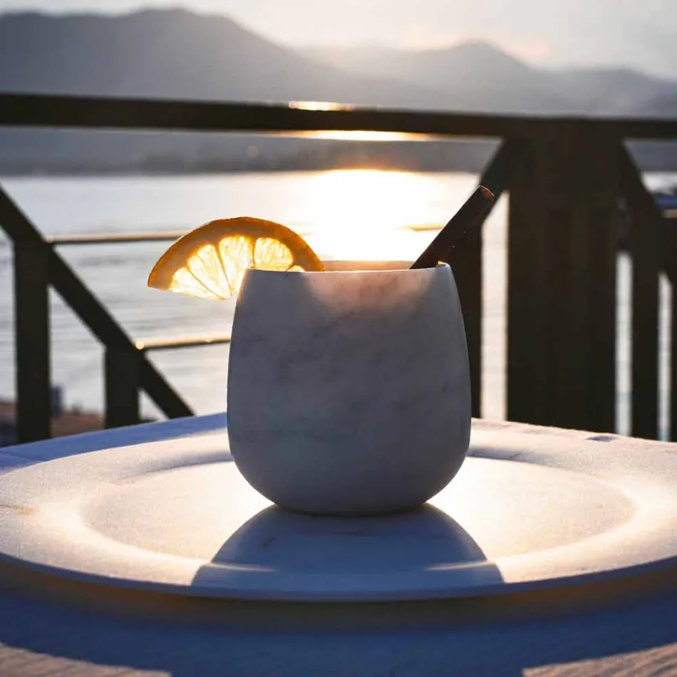 Sammensætning af 2 briller i hvid Carrara marmor fremstillet i Italien - Dolla Viadurini