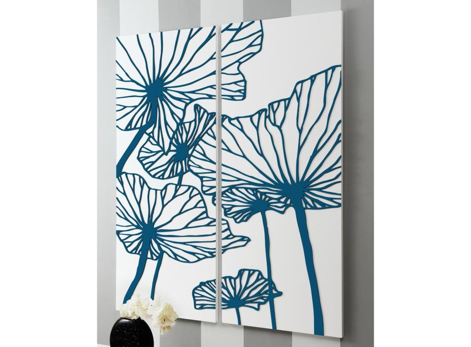 Sammensætning af 2 paneler, der viser blomster fremstillet i Italien - Sheryl Viadurini