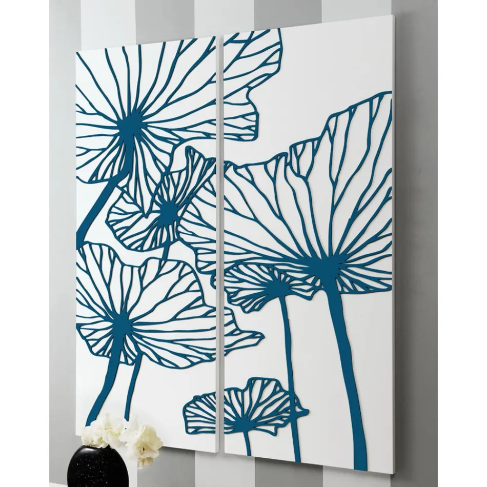 Sammensætning af 2 paneler, der viser blomster fremstillet i Italien - Sheryl Viadurini